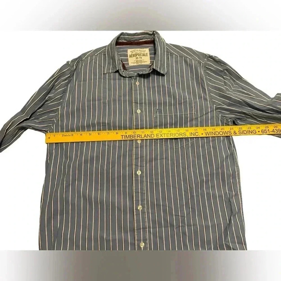 Aeropostale Mens Button Up Shirt Size Medium Cotton Stripe Long Sleeve EUC - Picture 7 of 7